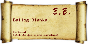 Ballog Bianka névjegykártya